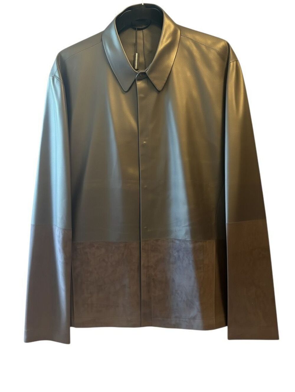 Emporio Armani MSRP $1500 2016 lambskin leather overshirt Size IT 54